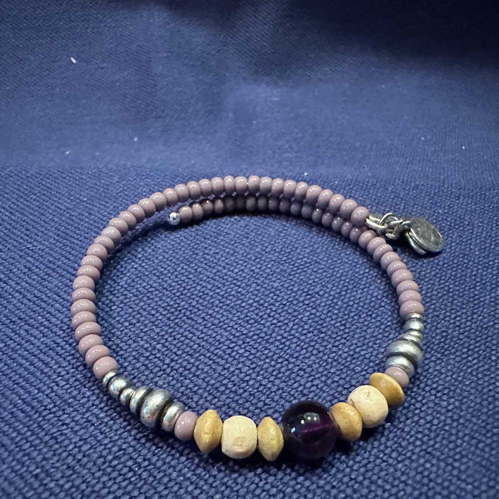 Alex and Ani Purple & Wood Bangle